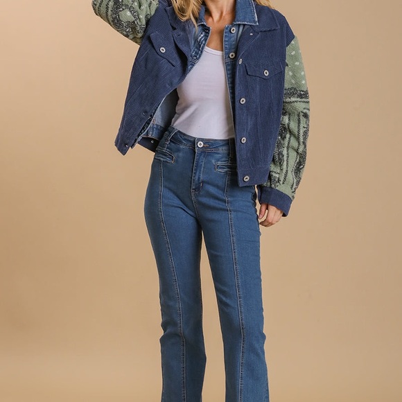 Stylish Blue and Green Women's Jacket - Picture 2 of 4